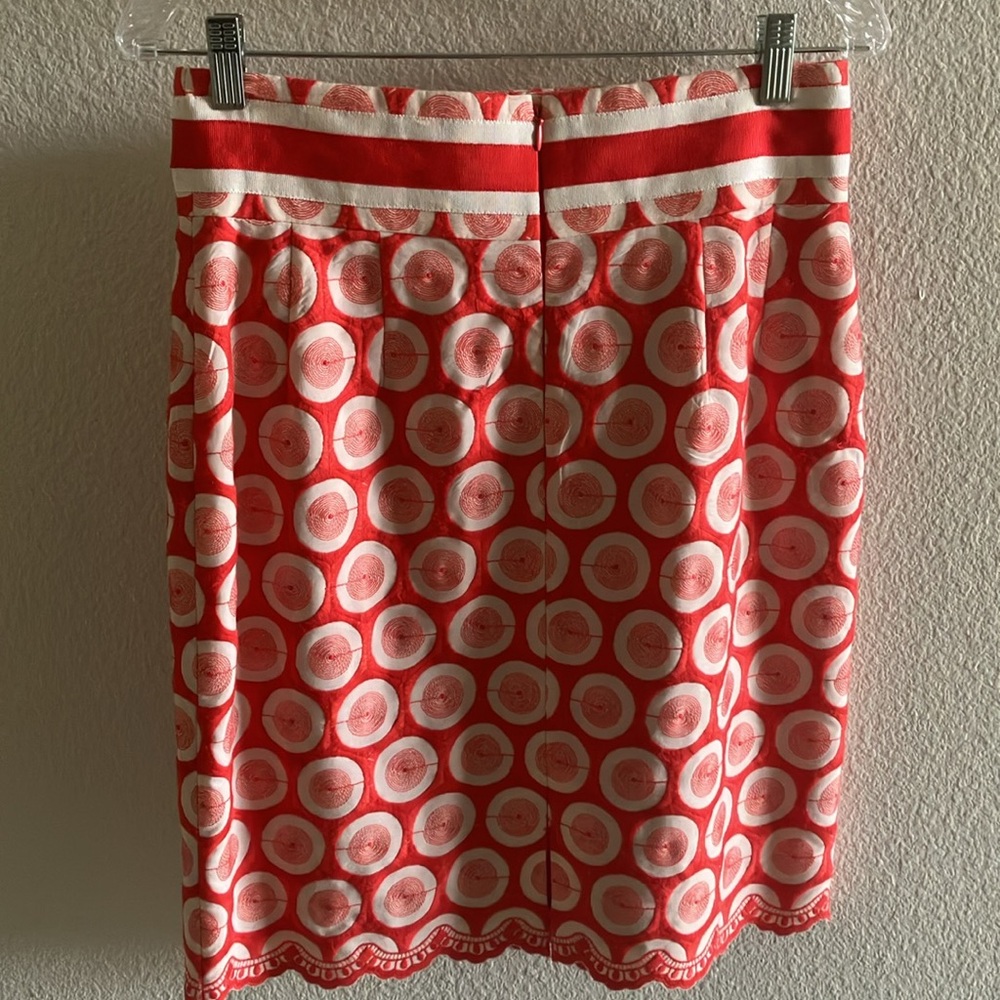 Antonio Melani Bertie Pencil Skirt in Orange- Red & White W/ Gold Tone Sz 6- EUC - Picture 3 of 13